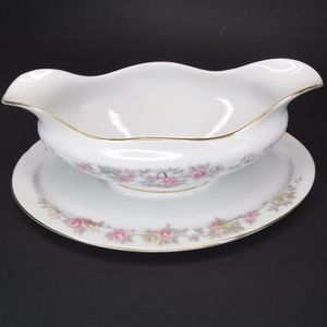 HEINRICH Selb Bavaria Gravy Boat Pink Roses Hanging Basket